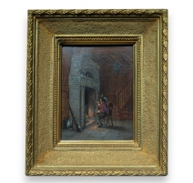 Tableau "Mousquetaire à la cheminée" signé ROTH