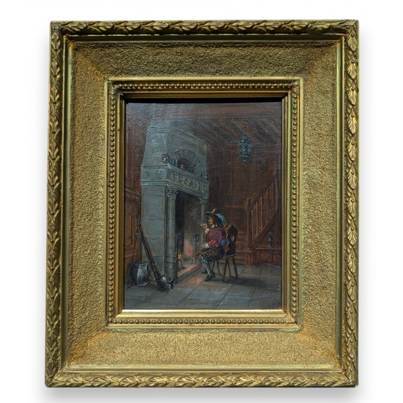 Tableau "Mousquetaire à la cheminée" signé ROTH