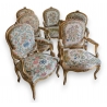 Suite de 6 fauteuils Louis XV dorés