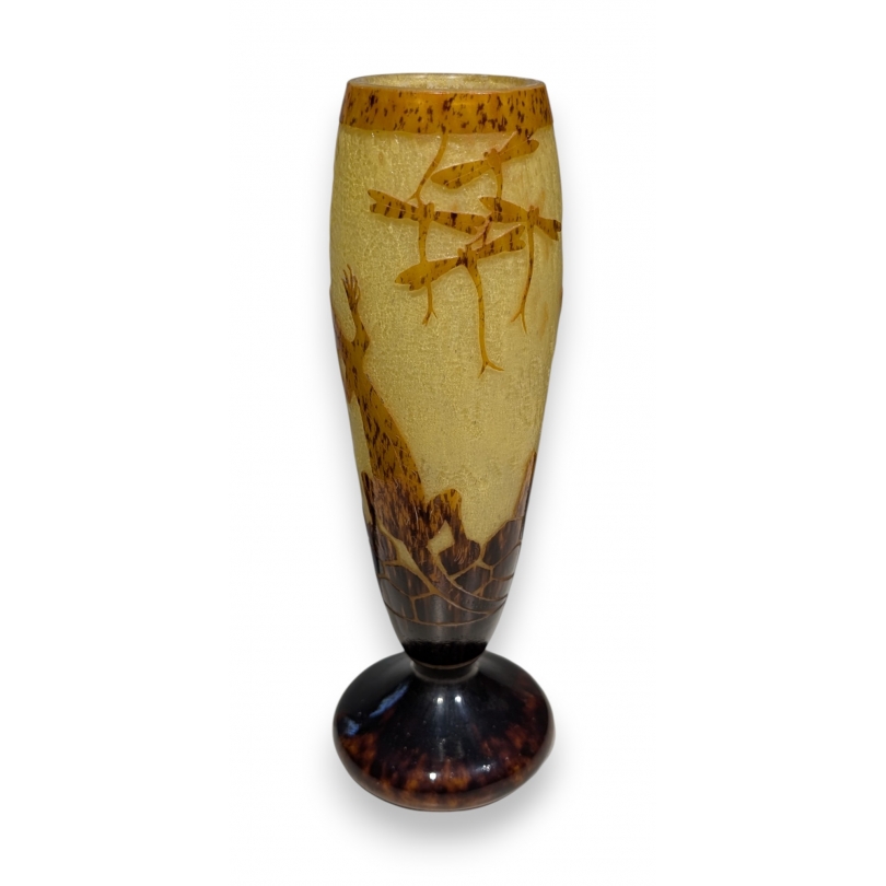 Vase Lézard et Libellules signé Le Verre Français