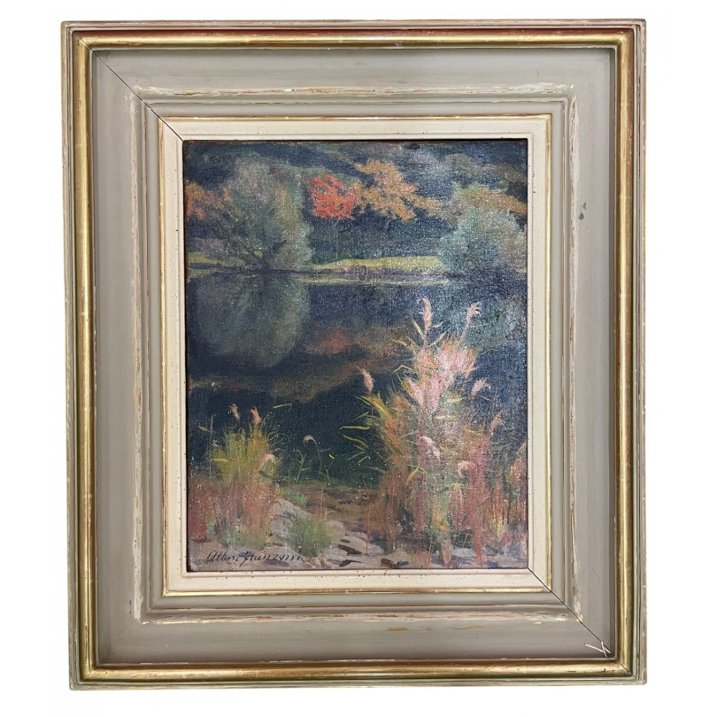 Tableau \"Etang de Sierre\" signé FRANZONI