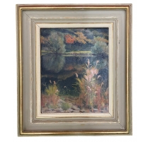 Tableau "Etang de Sierre" signé FRANZONI