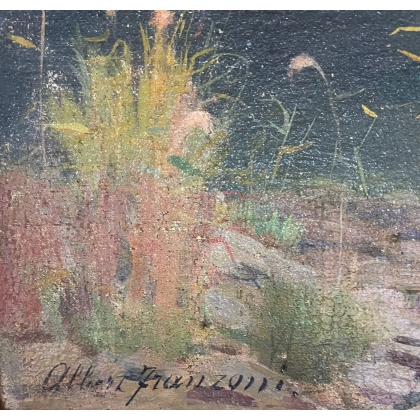 Tableau \"Etang de Sierre\" signé FRANZONI