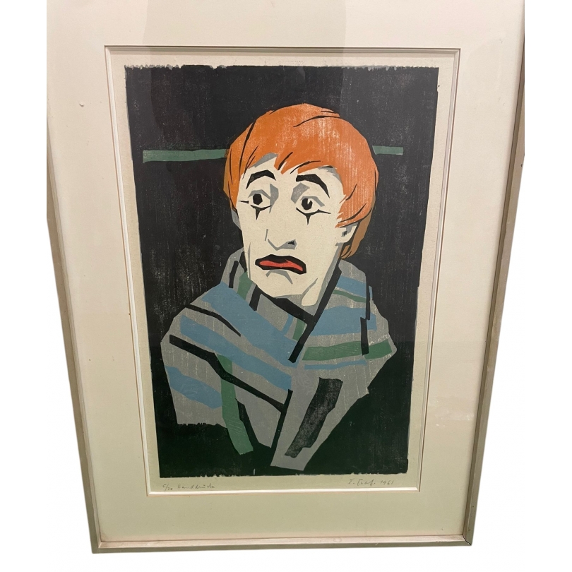 Gravure "Pierrot" signée E. GRAF 1961