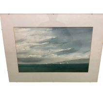 Aquarelle "Lac Léman" signée J.C. GUEM