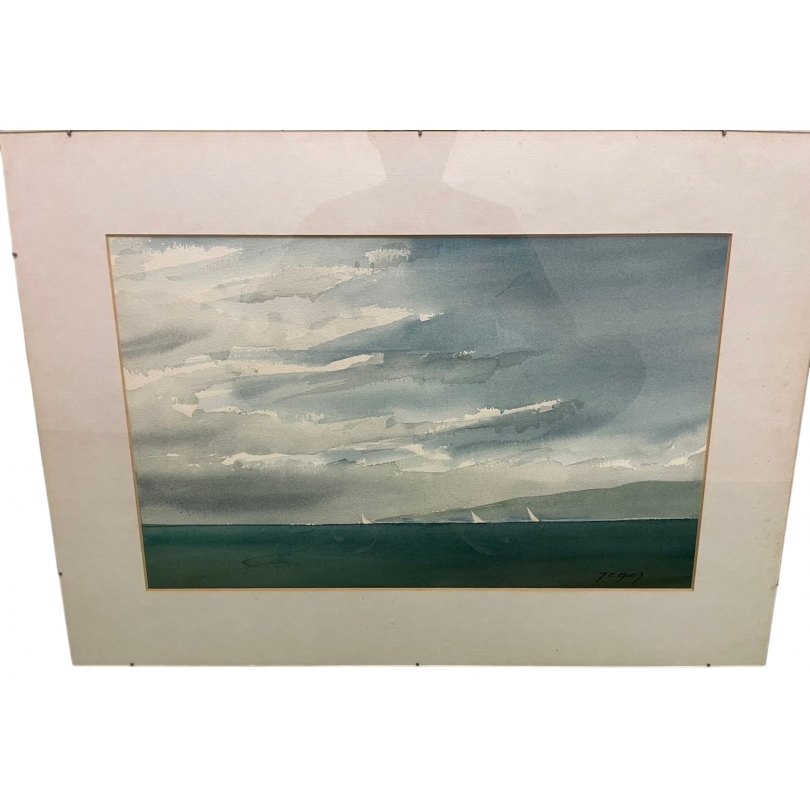 Aquarelle "Lac Léman" signée J.C. GUEM