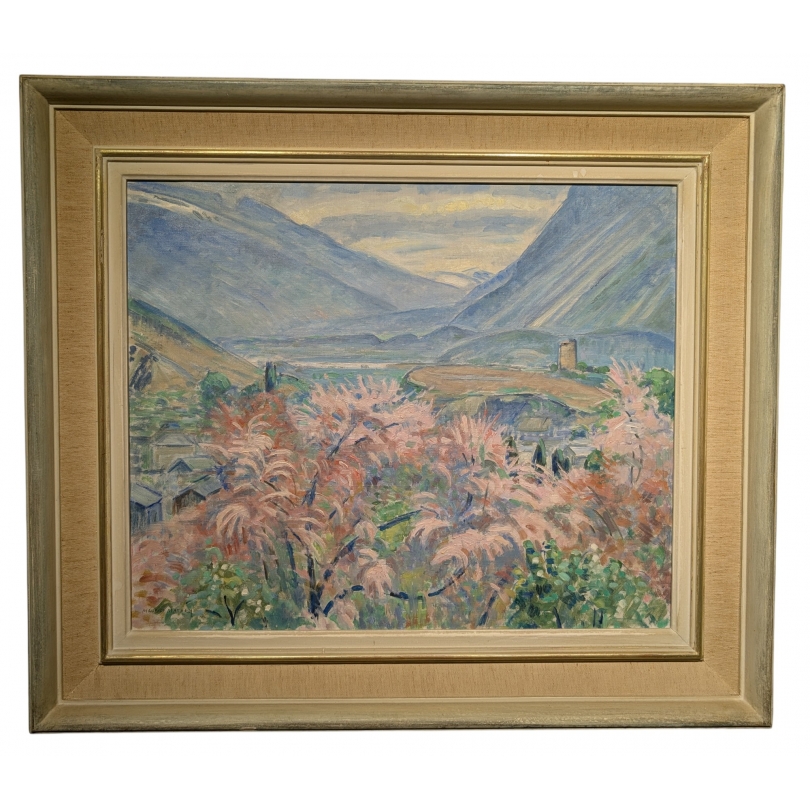 Tableau \"Sierre\" signé Maurice MATHEY