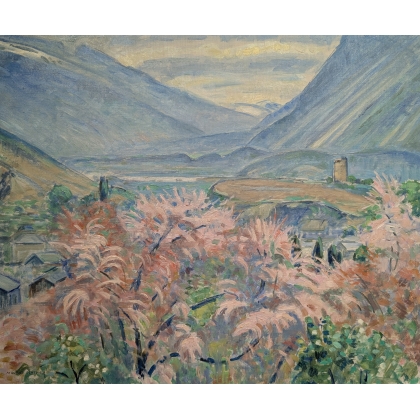 Tableau \"Sierre\" signé Maurice MATHEY