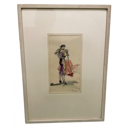 Aquarelle "Tauréador" signée E. GRAF 60