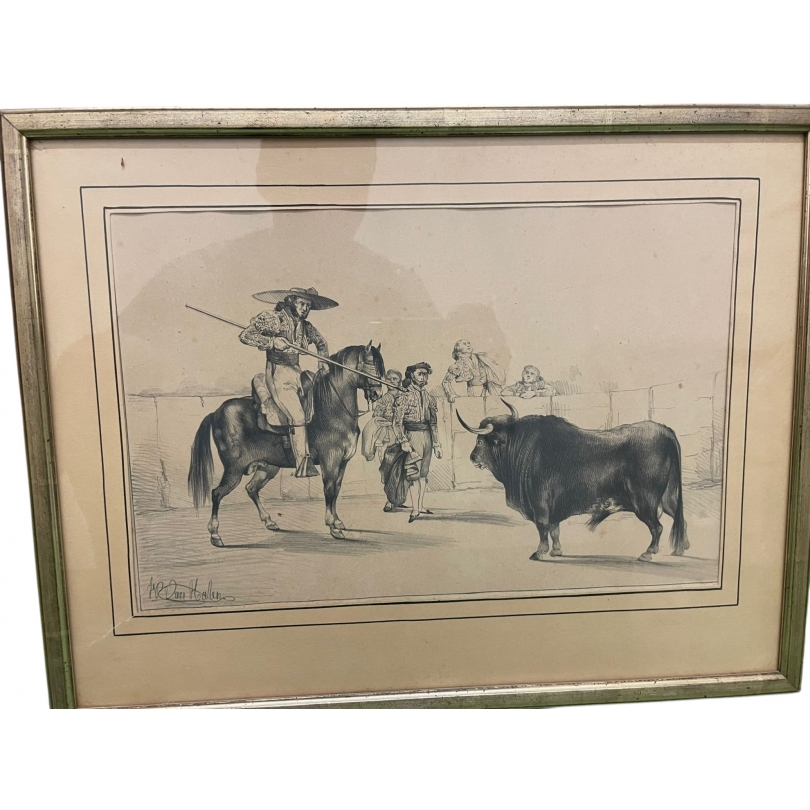 Lithographie "Corrida" signée VAN HALEN