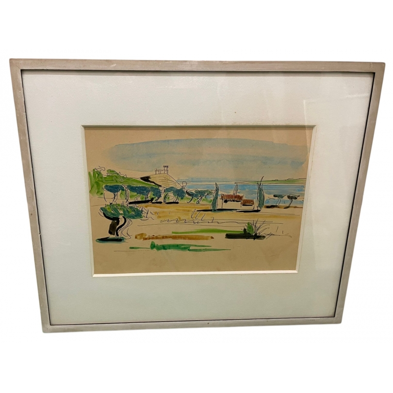 Aquarelle "Paysage méditerranéen"
