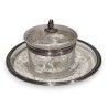 Confiturier en cristal, montures argent