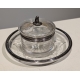 Confiturier en cristal, montures argent