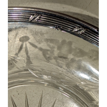Confiturier en cristal, montures argent