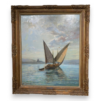 Tableau \"La Violette chargée de bois\" signé BAUDIT