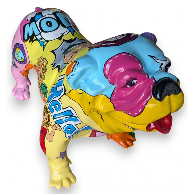 Bouledogue anglais en résine décor Pop Art