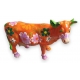 Petite vache en résine orange brillant