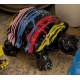 Tortue en résine noire, coulures de couleur