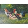 Tableau \"Coq et poule\" signé A. SCHÖNIAN