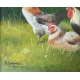 Tableau "Coq et poule" signé A. SCHÖNIAN