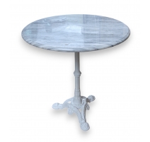 Table de bistrot plateau marbre blanc