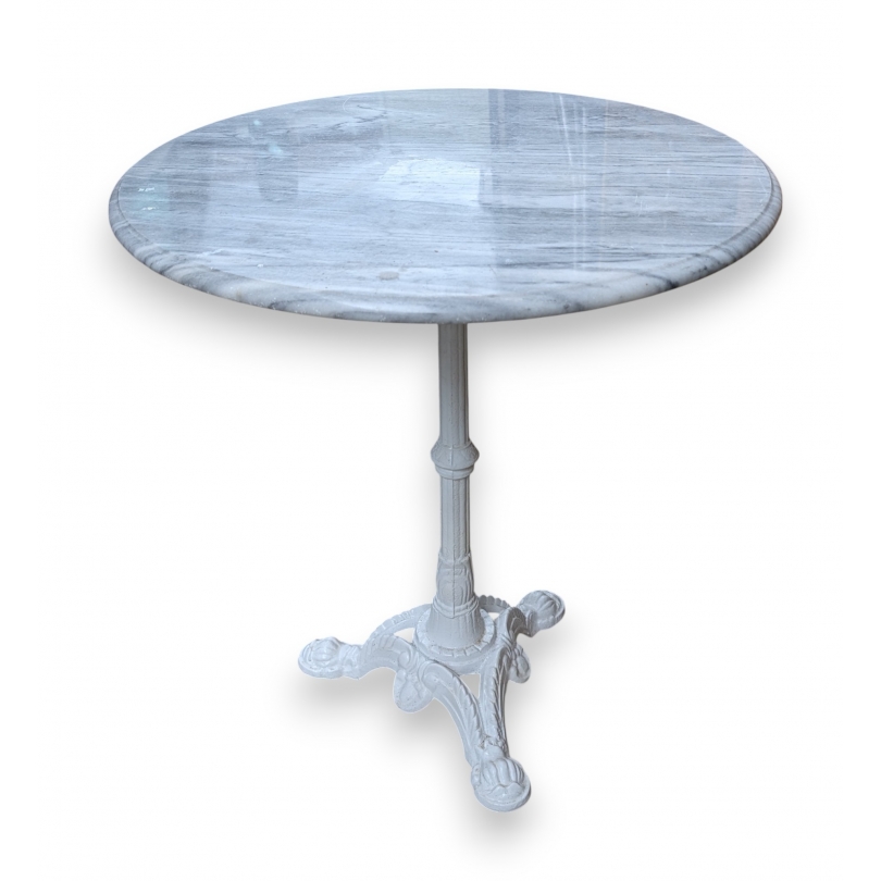 Table de bistrot plateau marbre blanc