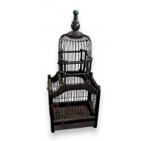 Cage à oiseaux en bois peint noir