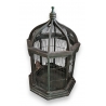 Cage à oiseaux octogonale en bois peint vert