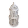Cage à oiseaux ronde en bois peint blanc
