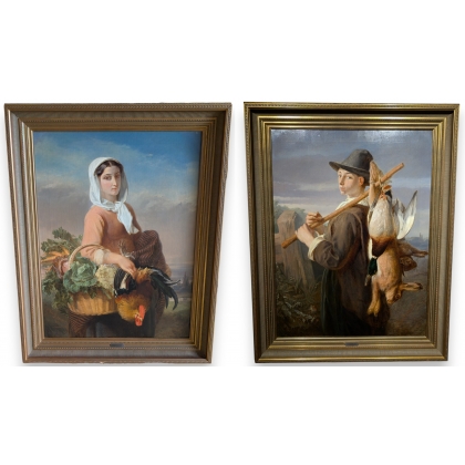 Paire de portraits signés SCHREURS