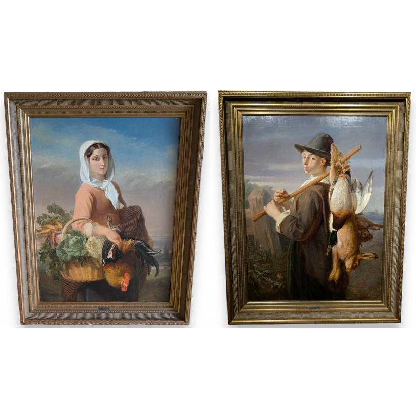 Paire de portraits signés SCHREURS
