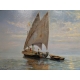 Tableau "Au large sur le lac" signé BAUDIT 1927