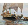 Tableau \"Au large sur le lac\" signé BAUDIT 1927