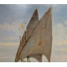 Tableau \"Au large sur le lac\" signé BAUDIT 1927