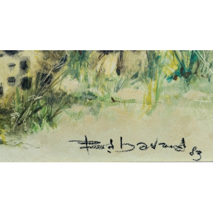 Tableau \"Guépards\" signé B. BAVAUD 83