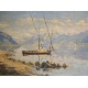 Tableau "Barque sur le Léman" signé G. PEITREQUIN