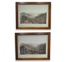 Paire de gravures "Lac de Lowertz" par WEIBEL