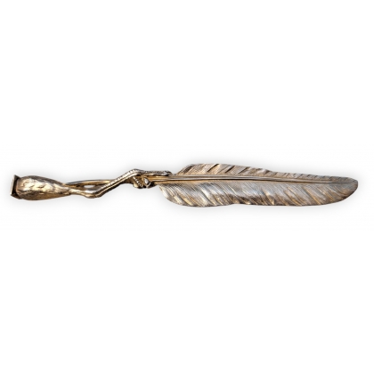 Ouvre-lettres Plume et patte en bronze