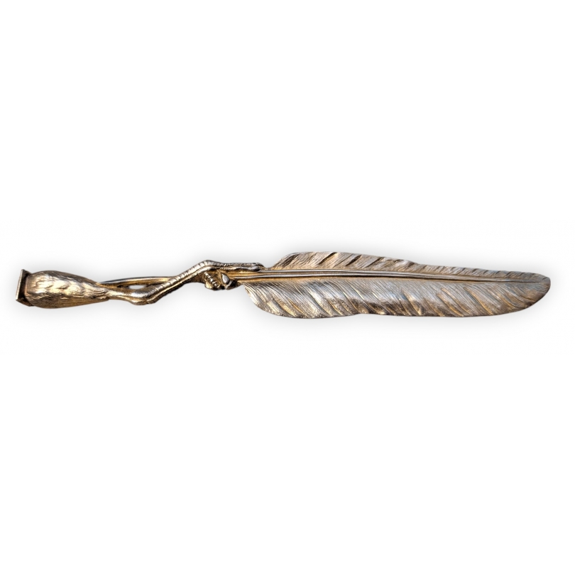 Ouvre-lettres Plume et patte en bronze