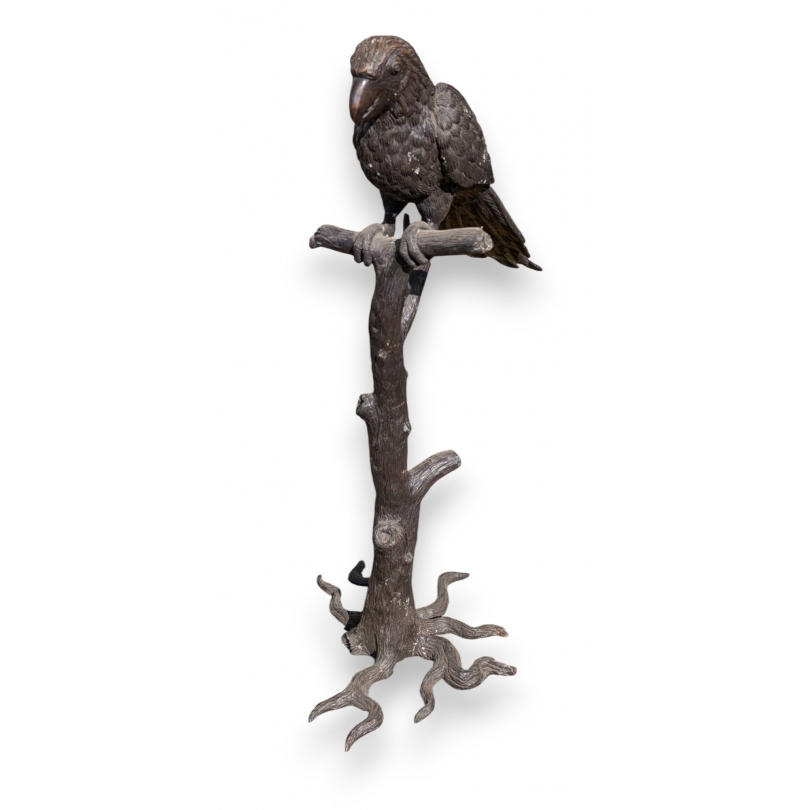 Perroquet sur une branche en bronze
