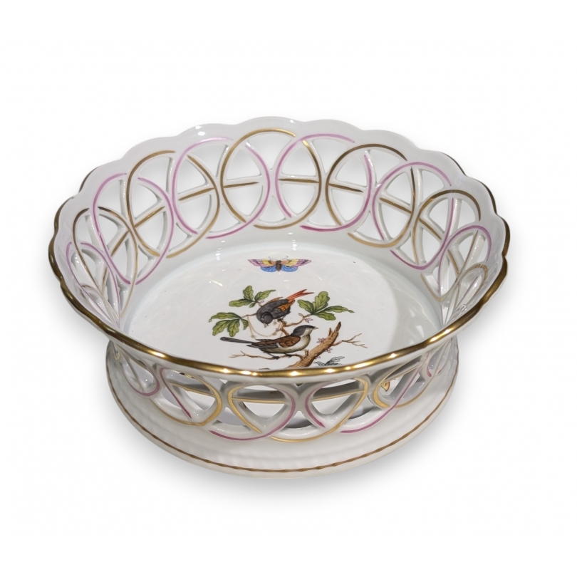 Coupe ajourée "Oiseaux" en porcelaine de Herend