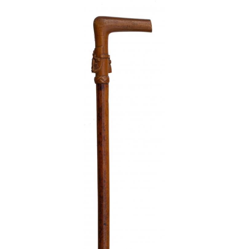 JZ walking stick with a carved wooden handle