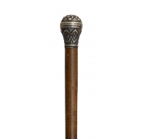 Canne-parapluie pommeau en métal argenté