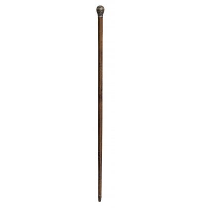 Umbrella walking stick with a silver-coloured metal knob