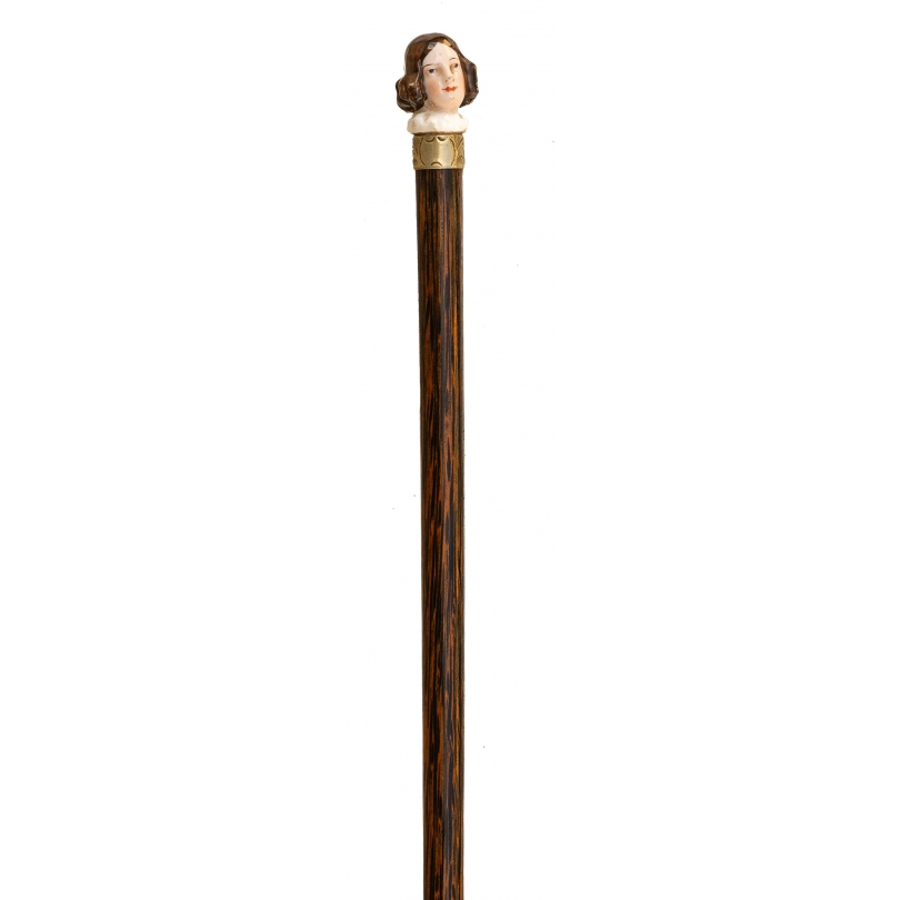 Canne pommeau en porcelaine
