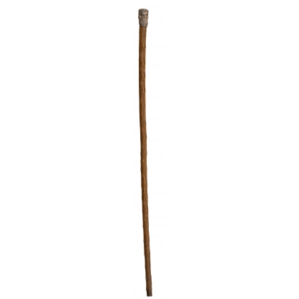 Canne pommeau quadruple visage en étain