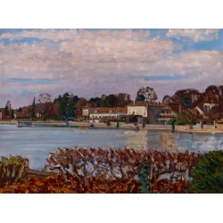 Tableau \"Rolle vu de l\'Ile\" signé C. CHINET