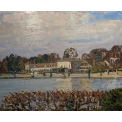 Tableau \"Rolle vu de l\'Ile\" signé C. CHINET