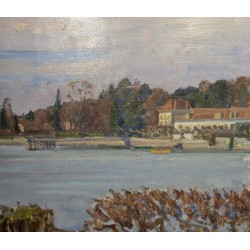 Tableau \"Rolle vu de l\'Ile\" signé C. CHINET