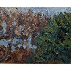 Tableau \"Rolle vu de l\'Ile\" signé C. CHINET